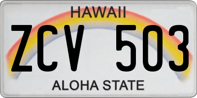 HI license plate ZCV503