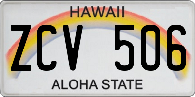 HI license plate ZCV506