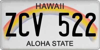 HI license plate ZCV522