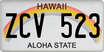 HI license plate ZCV523