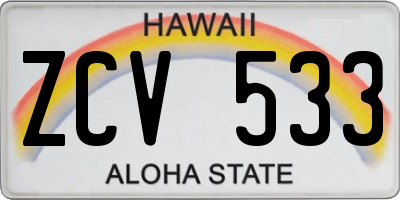 HI license plate ZCV533