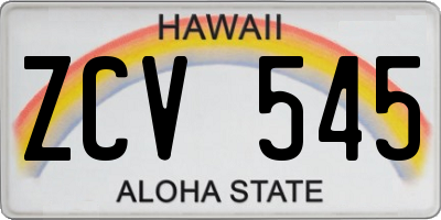 HI license plate ZCV545