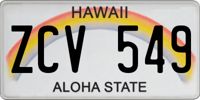 HI license plate ZCV549