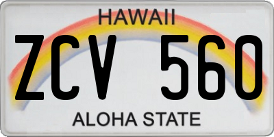 HI license plate ZCV560