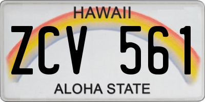 HI license plate ZCV561