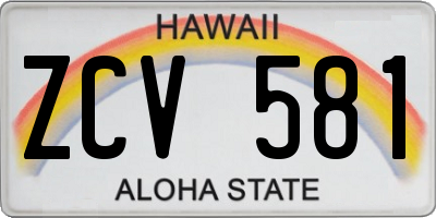HI license plate ZCV581