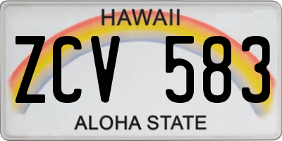 HI license plate ZCV583