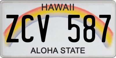 HI license plate ZCV587