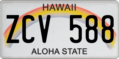 HI license plate ZCV588