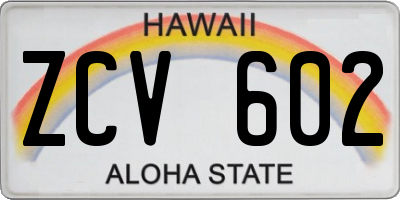 HI license plate ZCV602