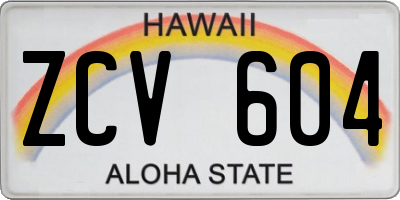 HI license plate ZCV604