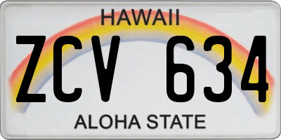 HI license plate ZCV634