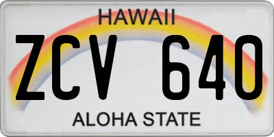 HI license plate ZCV640