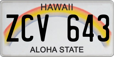 HI license plate ZCV643
