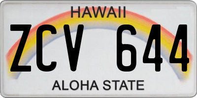 HI license plate ZCV644