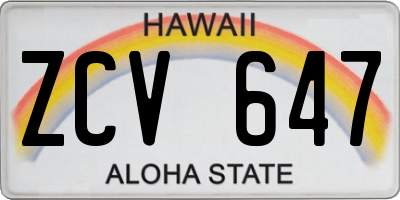 HI license plate ZCV647