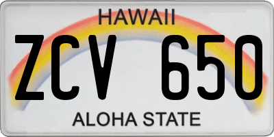 HI license plate ZCV650