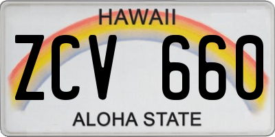 HI license plate ZCV660