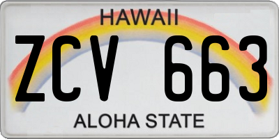 HI license plate ZCV663