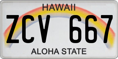 HI license plate ZCV667