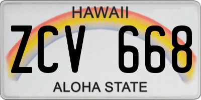 HI license plate ZCV668