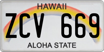 HI license plate ZCV669