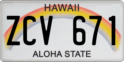 HI license plate ZCV671