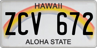 HI license plate ZCV672