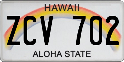 HI license plate ZCV702