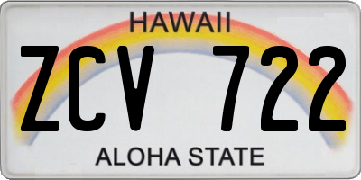 HI license plate ZCV722