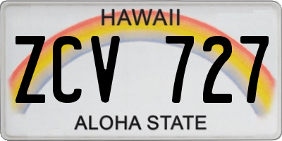 HI license plate ZCV727
