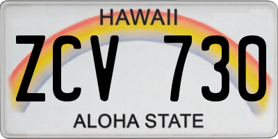 HI license plate ZCV730