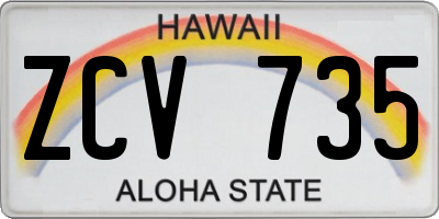 HI license plate ZCV735