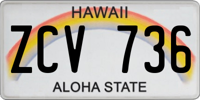 HI license plate ZCV736