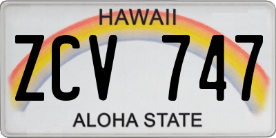 HI license plate ZCV747