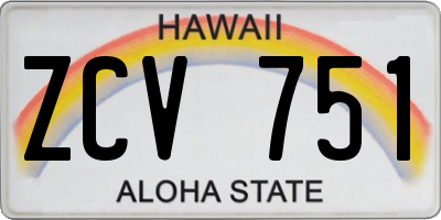 HI license plate ZCV751