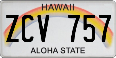 HI license plate ZCV757