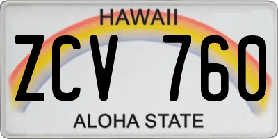 HI license plate ZCV760