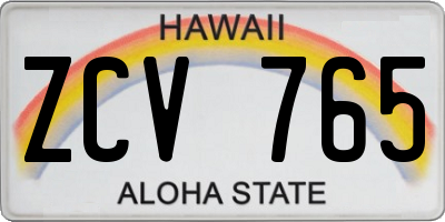 HI license plate ZCV765