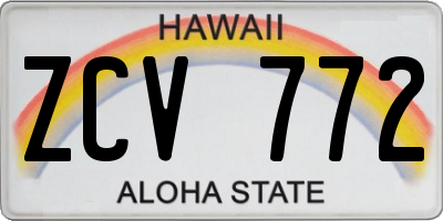 HI license plate ZCV772