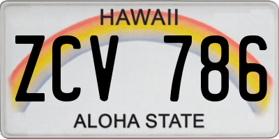 HI license plate ZCV786