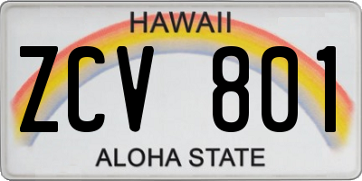 HI license plate ZCV801