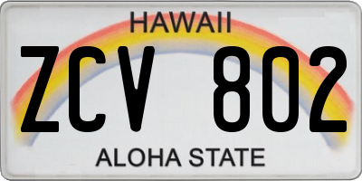 HI license plate ZCV802