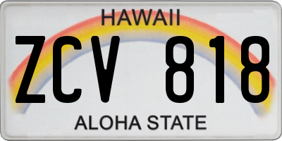 HI license plate ZCV818