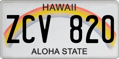 HI license plate ZCV820