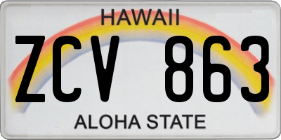 HI license plate ZCV863