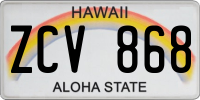 HI license plate ZCV868
