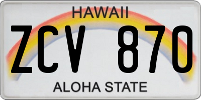 HI license plate ZCV870