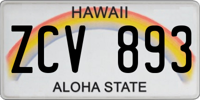 HI license plate ZCV893