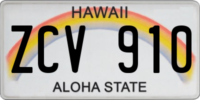 HI license plate ZCV910